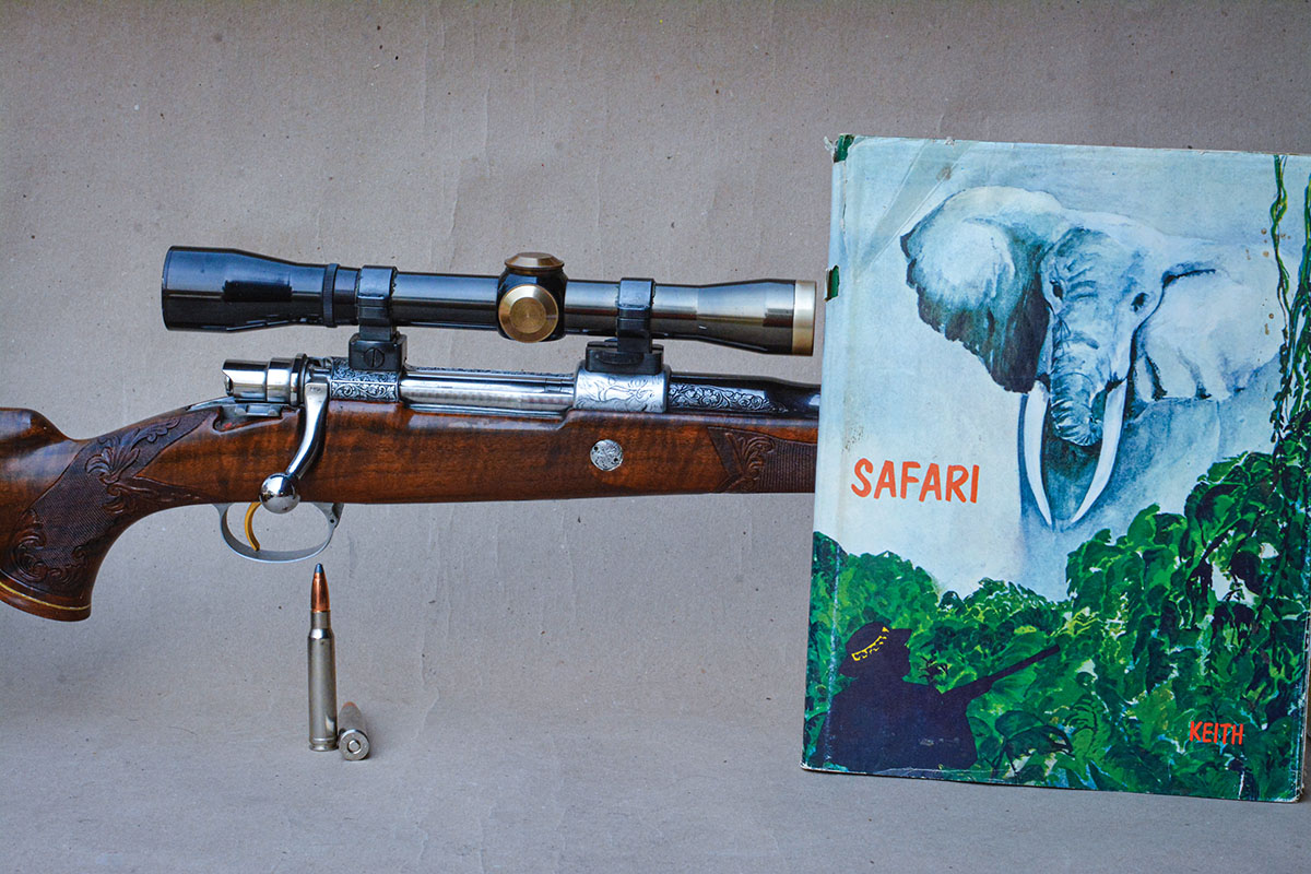 From the Elmer Keith collection is this amazing Browning High-Power Olympian Grade chambered in 338 Winchester Magnum, which is the first one produced in 1959. While Keith hunted Idaho, Montana and Colorado with it, the rifle was also taken on an African safari, where it accounted for a lion, which is a testament to the effectiveness of the 338 Winchester.